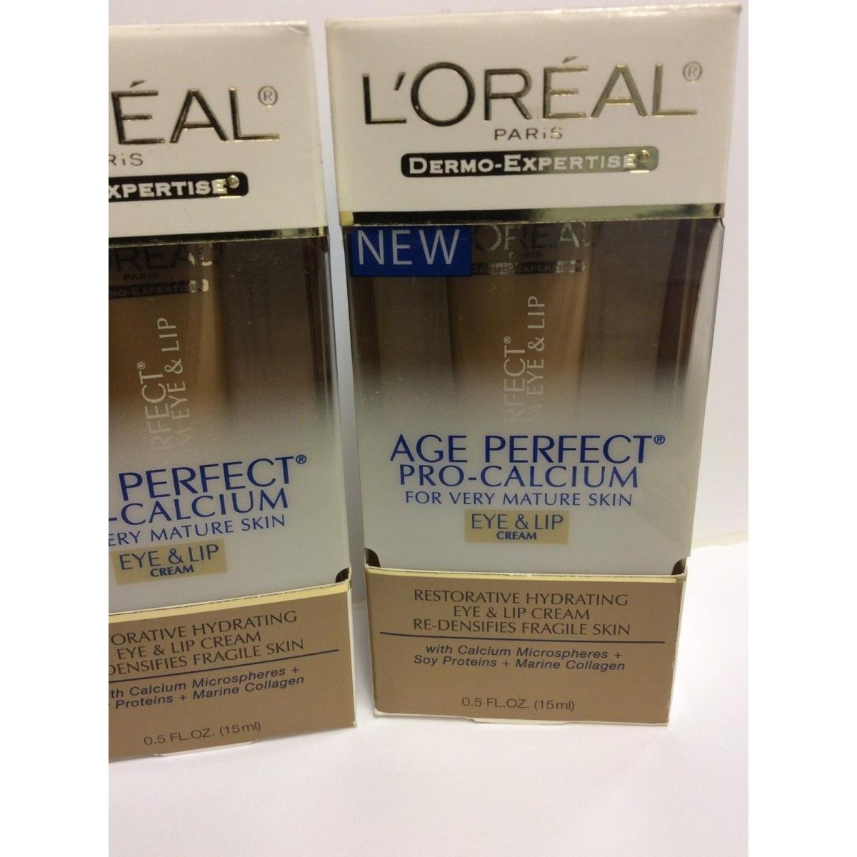 2 Xl`oreal Age Perfect Pro-calcium Eye and Lip Cream For Very Mature Skin 0.5 oz