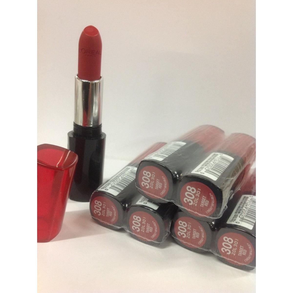 Lot OF 7 - L`oreal Infallible Le Rouge Target Red Lipstick 308 New