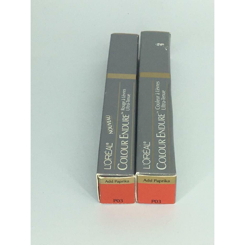 Lot OF 2 Loreal Colour Endure Lipstick- Add Paprika P03 Boxes Imperfect