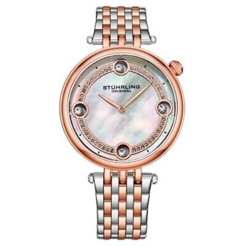 Stuhrling 3999 3 Symphony Mother of Pearl Crystal Accented Quartz Womens Watch