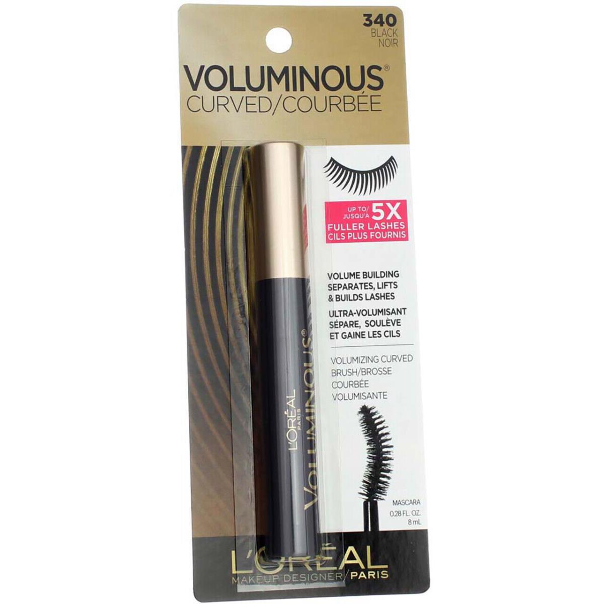 6 Pack L`oreal Paris Voluminous Curved Washable Mascara Black 340 0.28 fl oz