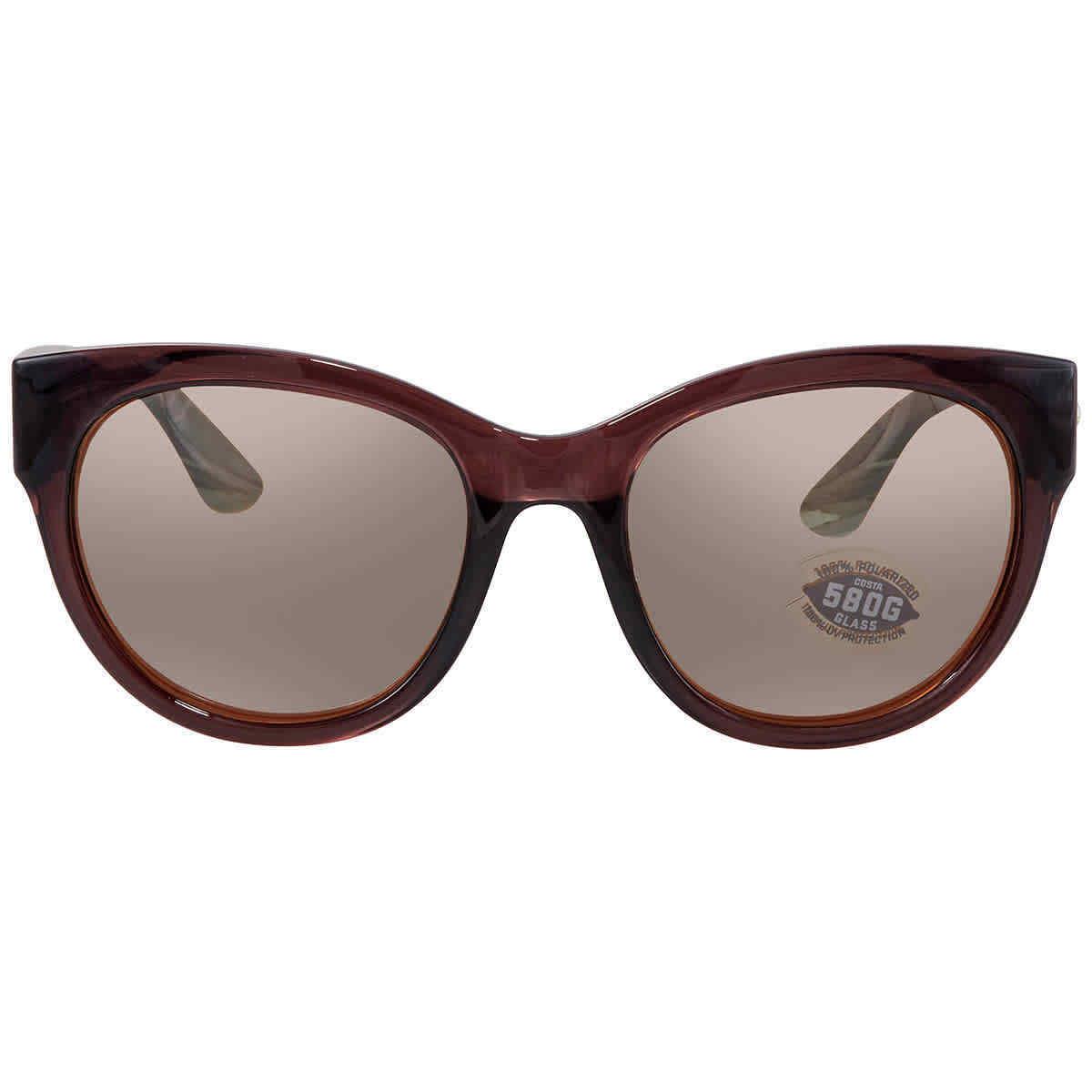 Costa Del Mar Maya Copper Silver Mirror Polarized Glass Cat Eye Ladies - Lens: Multi