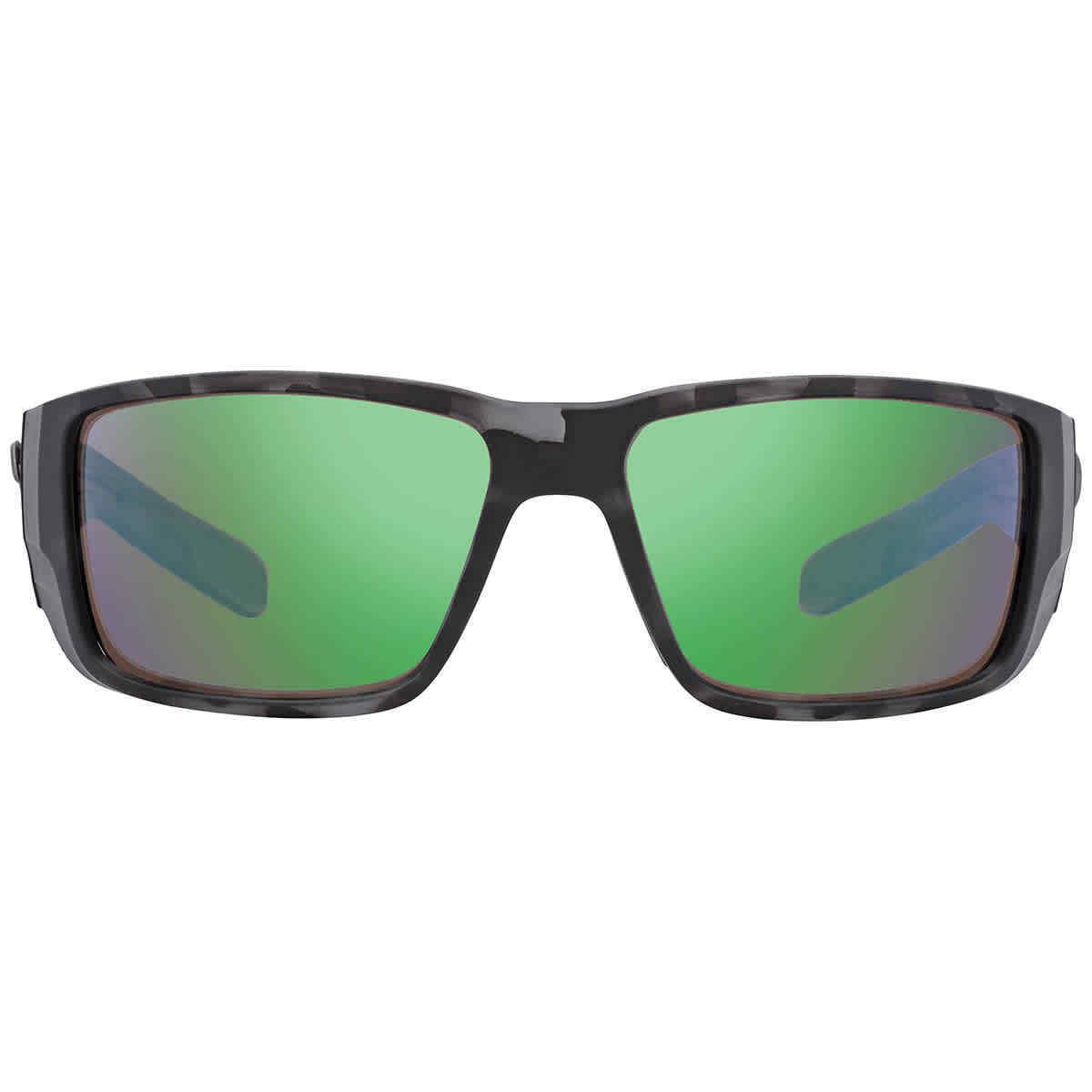 Costa Del Mar Blackfin Pro Green Mirror Rectangular Men`s Sunglasses 6S9078 - Frame: Black, Lens: Green