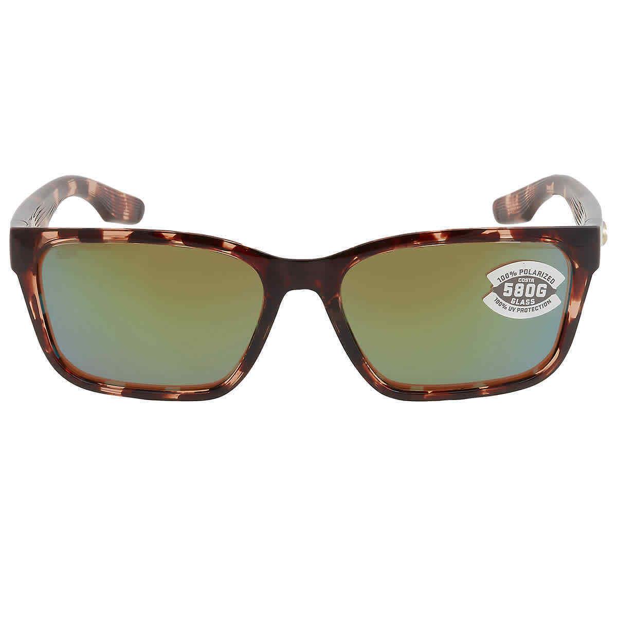 Costa Del Mar Palmas Green Mirror Polarized Glass Square Unisex Sunglasses