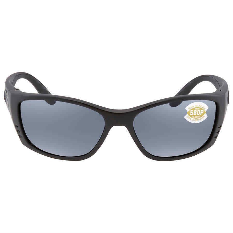 Costa Del Mar Fisch Grey Polarized Polycarbonate Men`s Sunglasses FS 01 Ogp 64 - Frame: Black, Lens: Grey