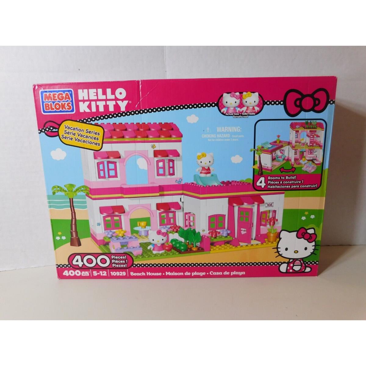 Mega Bloks 10929 Hello Kitty Beach House 400 Pcs Retired Vacation Series Set