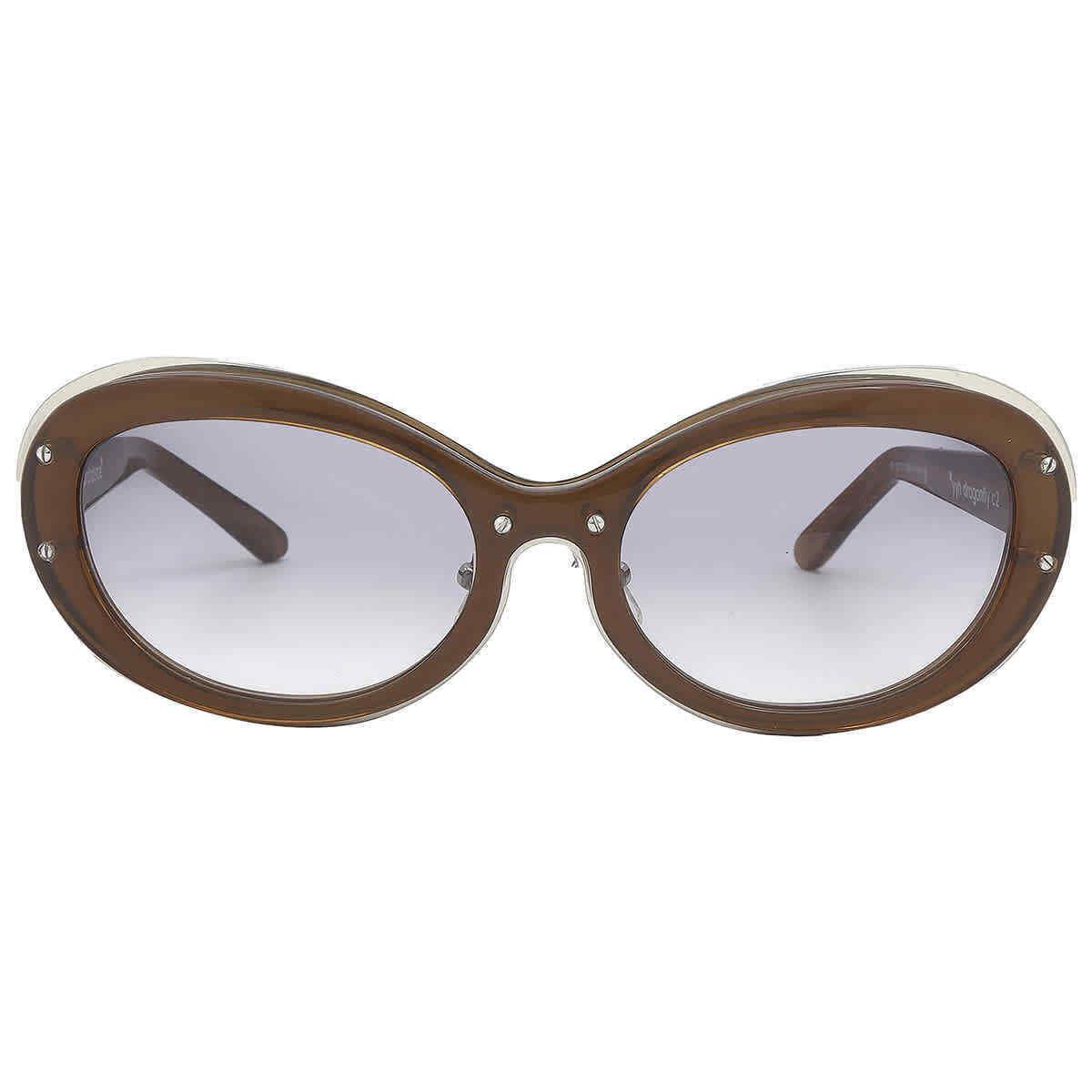 Yohji Yamamoto X Linda Farrow Blue Grey Gradient Oval Unisex Sunglasses Yyh - Frame: Multi, Lens: Multi