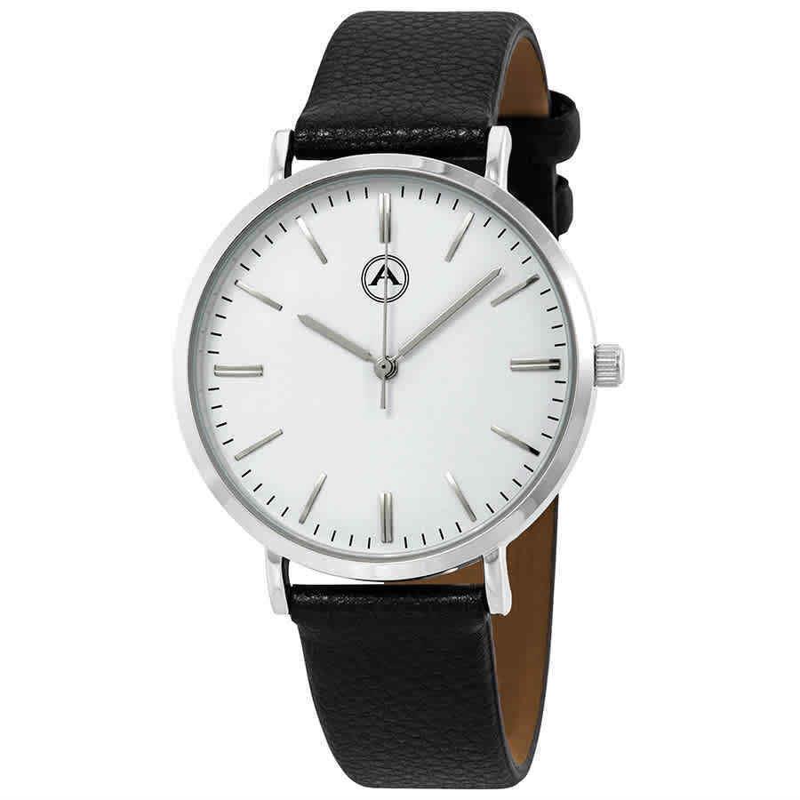 Alba by Akribos White Dial Leather Men`s Watch 1033SS