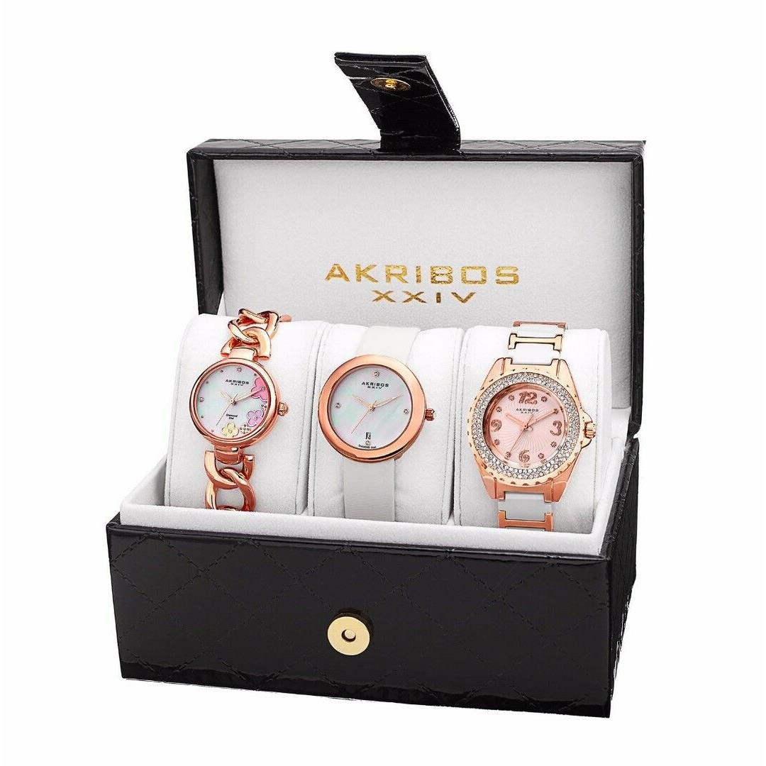 Akribos Xxiv Womens AK887RG 30mm 32mm 39mm Watch Set 130195