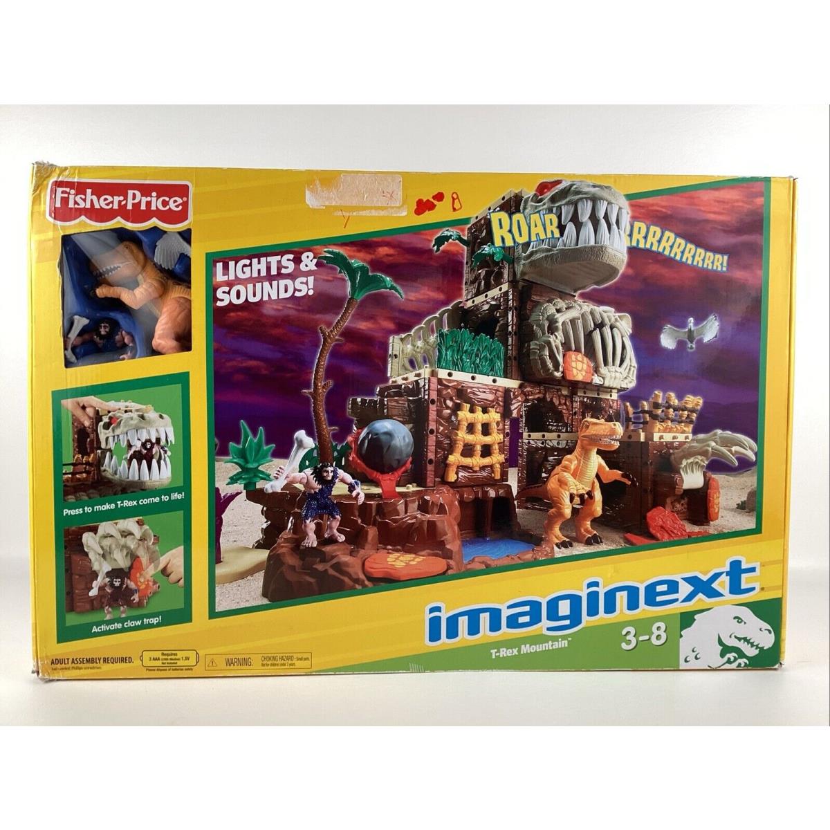 Imaginext T-rex Mountain Dinosaur Fisher Price Lights Sounds Box 2009