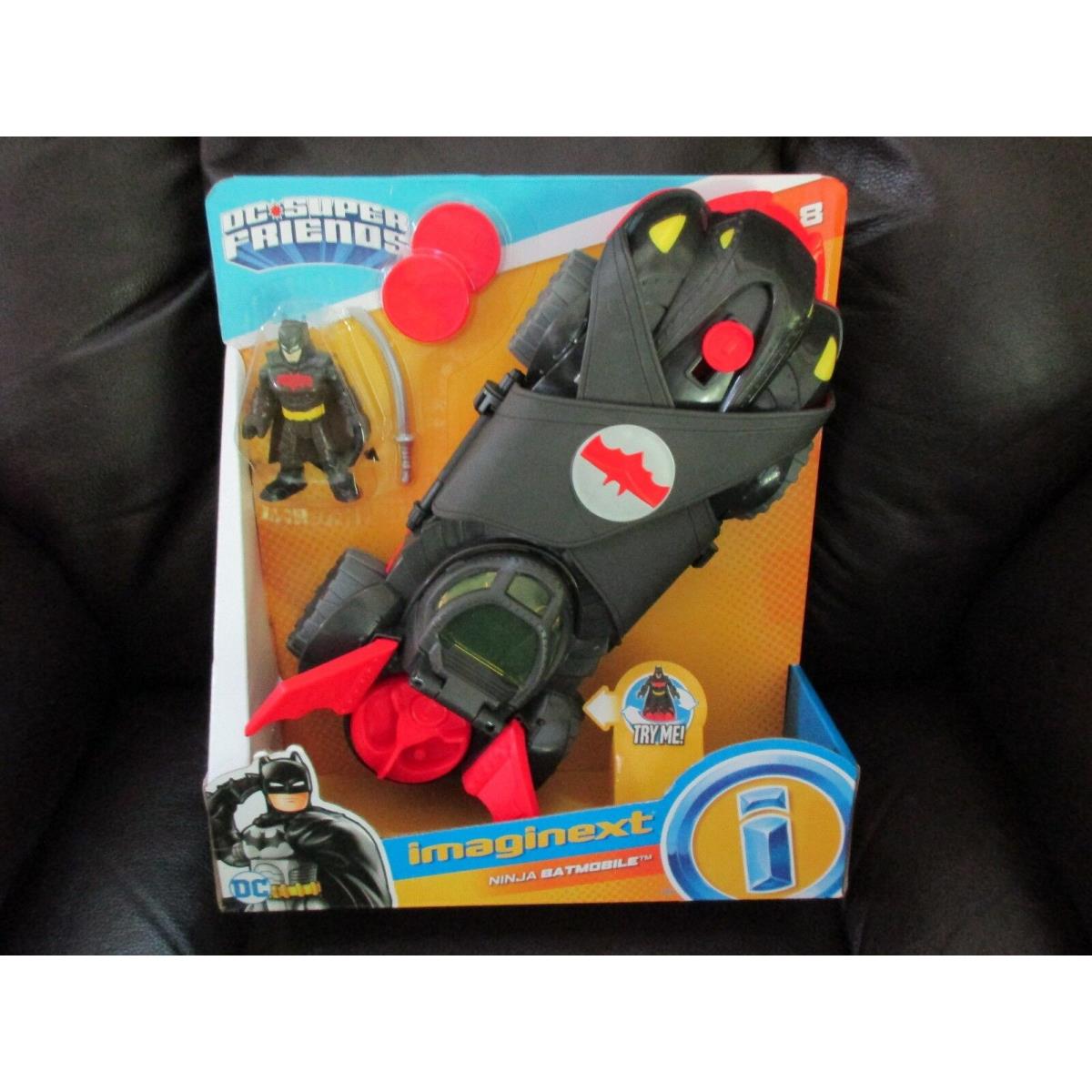 Imaginext DC Super Friends Fisher Price Batmobile Ninja Black Red Sword Toy