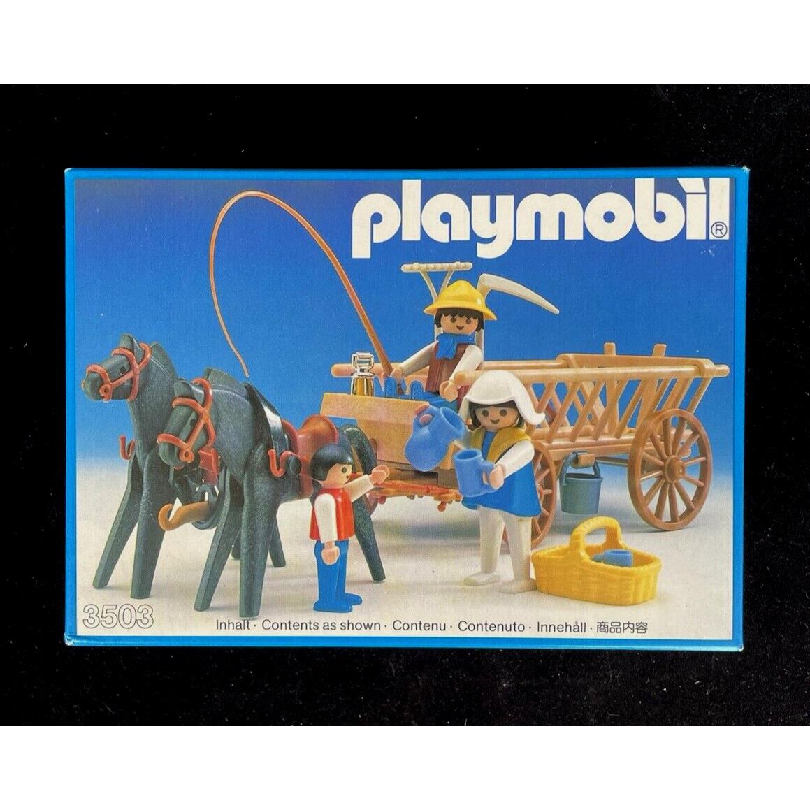 Playmobil Vintage Retired 3503 Horse Drawn Cart - Vintage 1986 - Box Creased