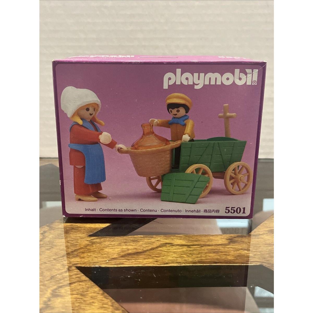 Vtg Playmobil 5501 Farmer s Wife and Cart Child Nos