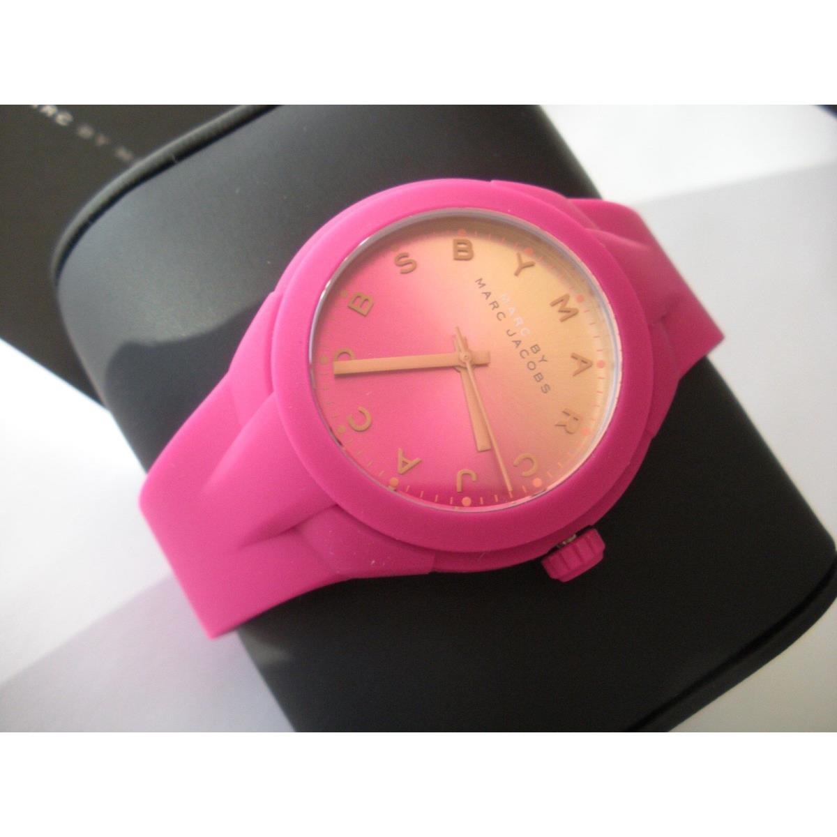 Marc By Marc Women`s X-up MBM5538 Pink Silicone Quartz Watch W/box