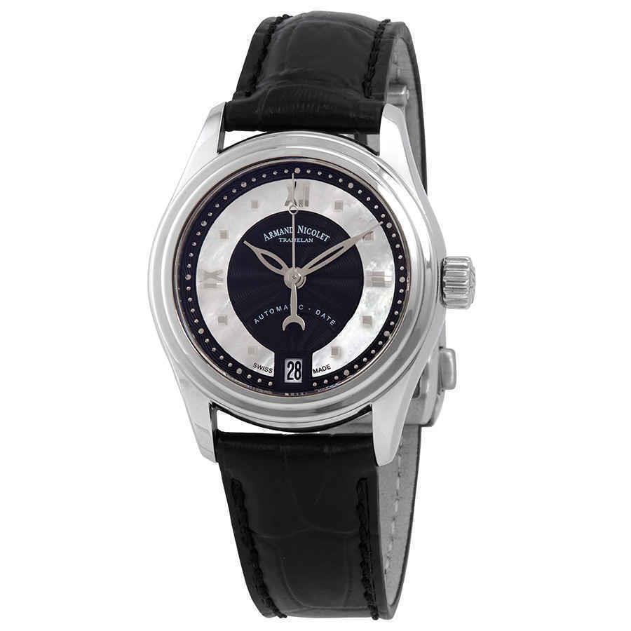 Armand Nicolet M03-2 Automatic Black Guilloche and White Mop Dial Ladies Watch