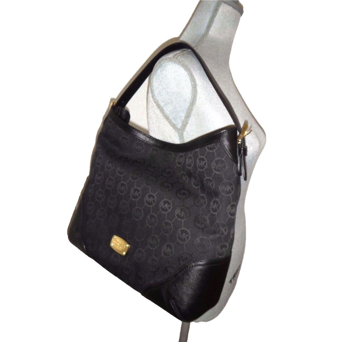 Michael Kors Millbrook Womens Signature Shoulder Bag Tote Black Jacquard Leather