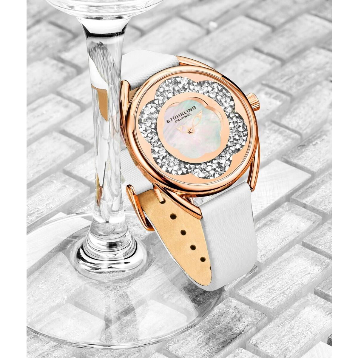 Stuhrling Lily 995 Japanese Quartz 38mm Ladies Mother of Pearl Leather Watch