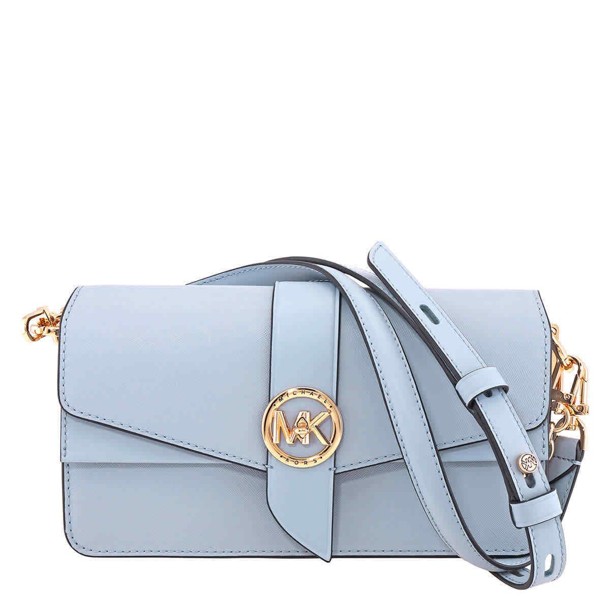 Michael Kors Ladies Greenwich Medium Saffiano Leather Shoulder Bag - Pale Blue