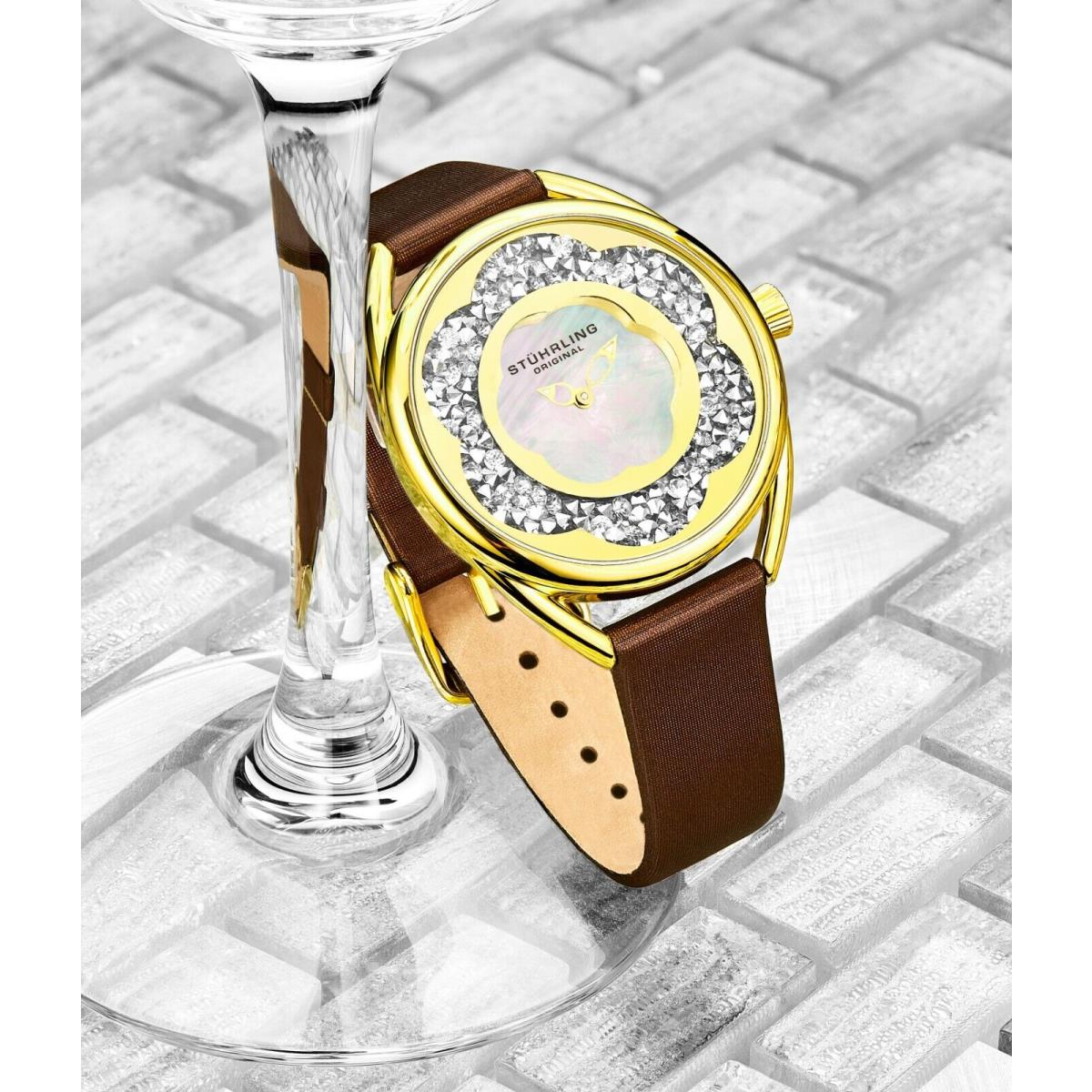 Stuhrling Lily 995 Japanese Quartz 38mm Ladies Mother of Pearl Leather Watch