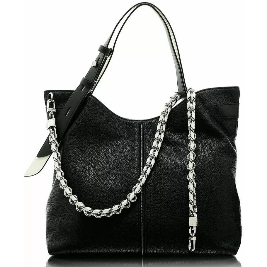 Michael Kors Downtown Astor Black/white Leather Large Shoulder Tote Bag