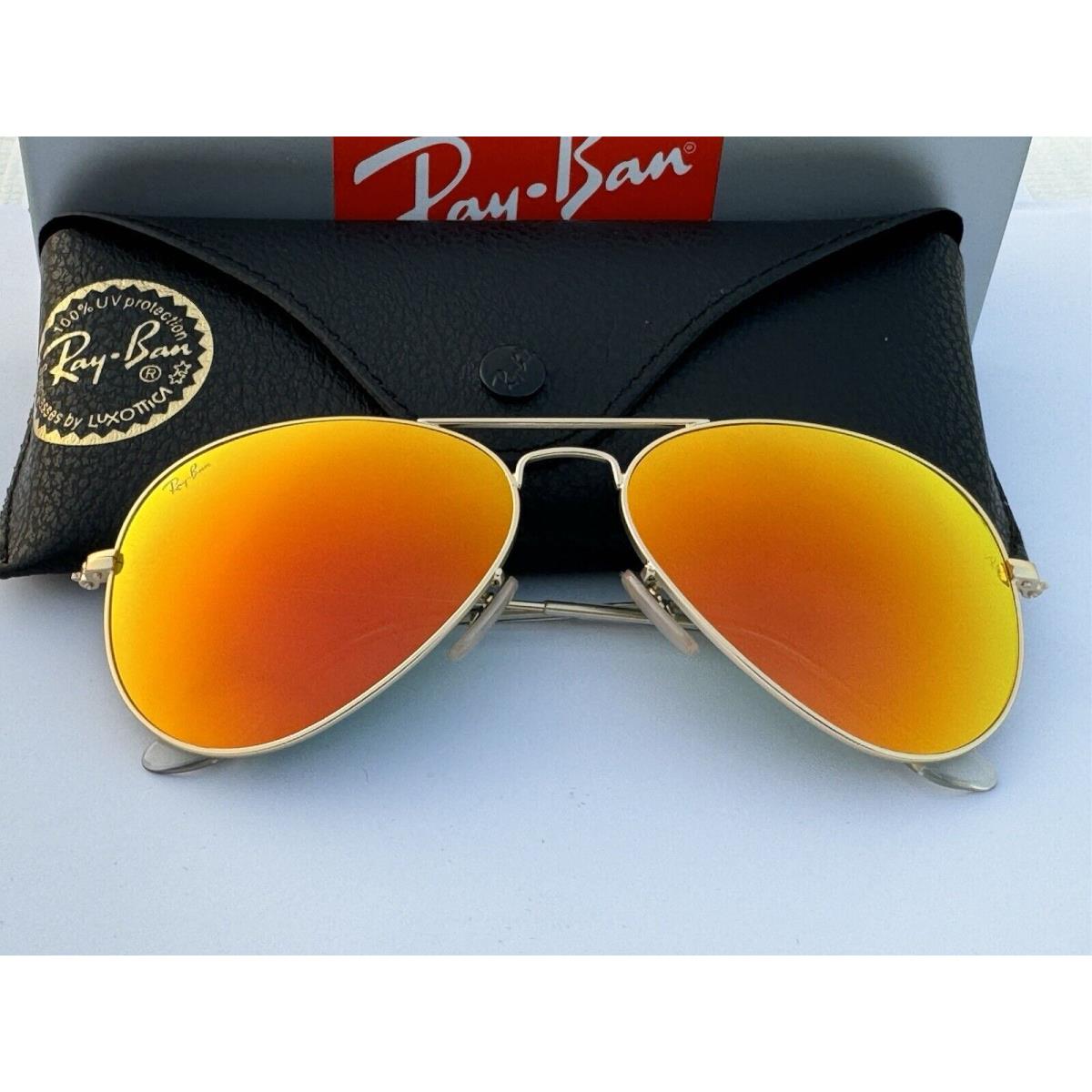 Ray-ban RB3025 112/69 Aviator Sunglasses Matte Gold / Orange Flash Mirror Lenses