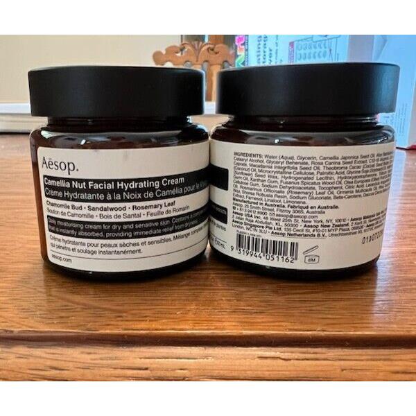 Two Bottles Aesop Camellia Nut Facial Hydrating Cream 60ml 2 Oz. /ea