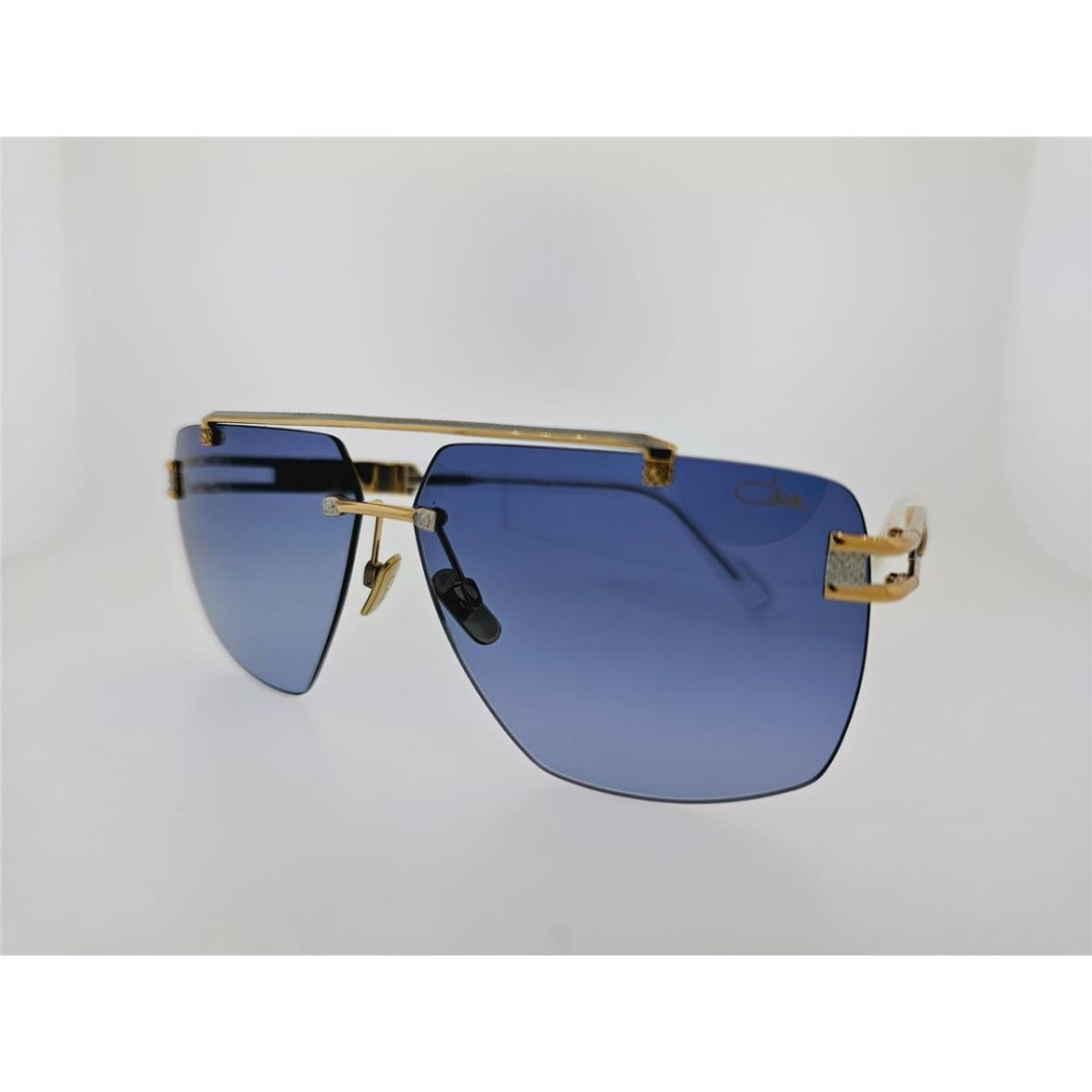 Cazal Sunglasses 9107 003 62MM Gold Silver Rim Less Frame Blue Gradient Lenses