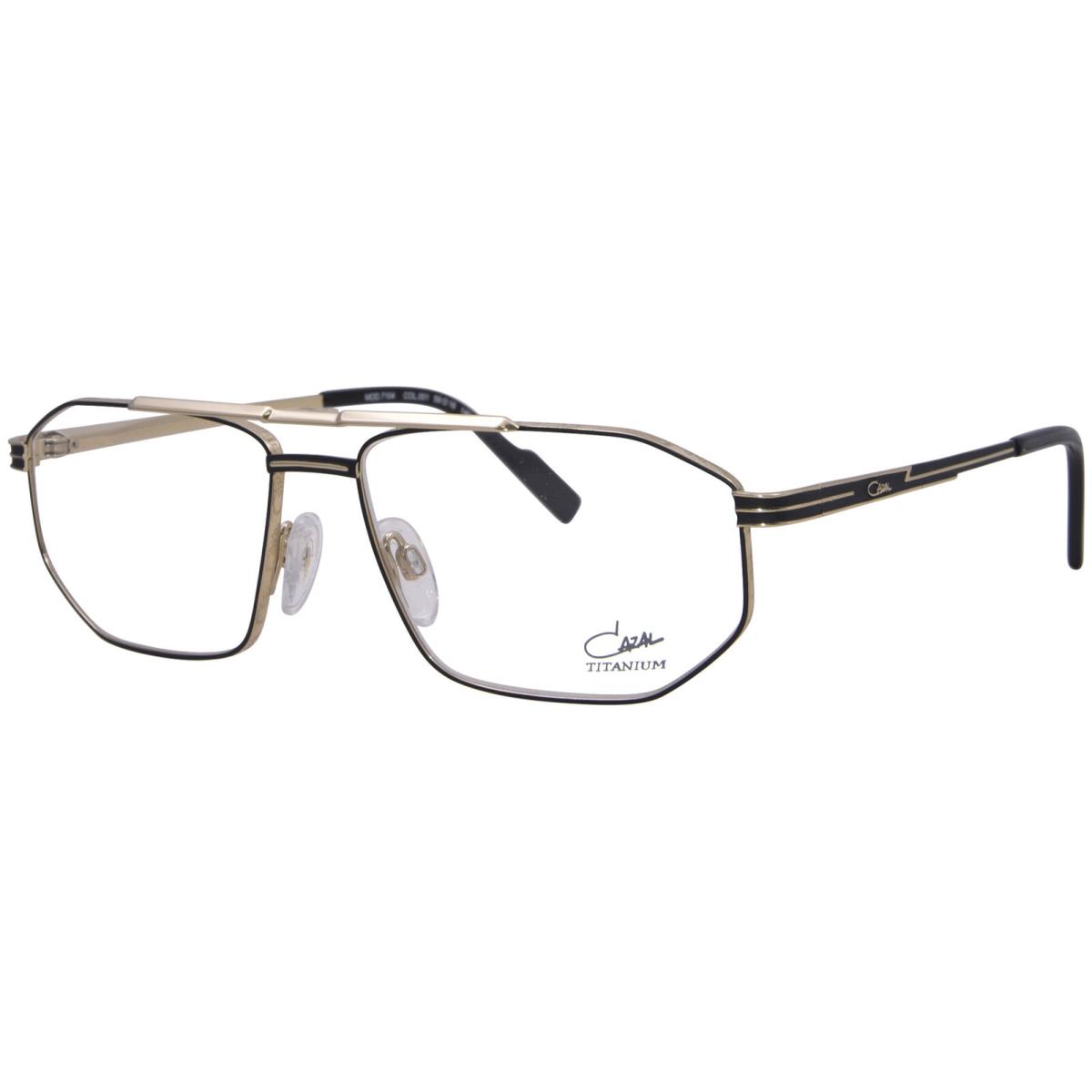 Cazal 7104 001 Titanium Eyeglasses Mens Black/gold Full Rim Rectangle Shape 59mm