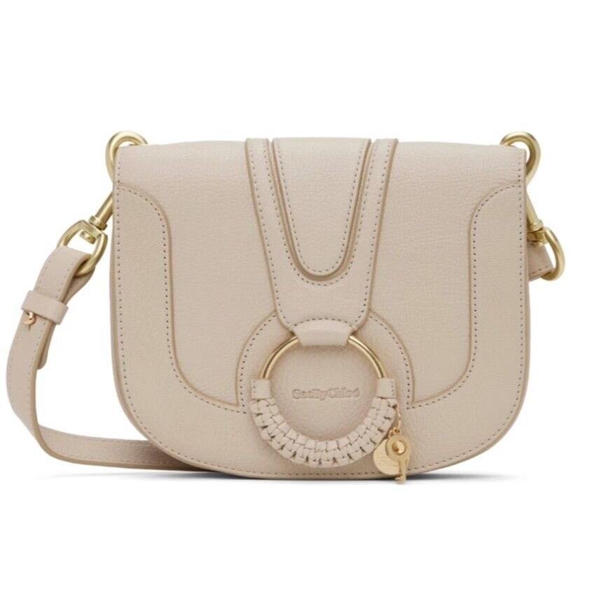 See By Chloe Hana Small Saddle Flap Bag Crossbody Beige Leather +dustbag