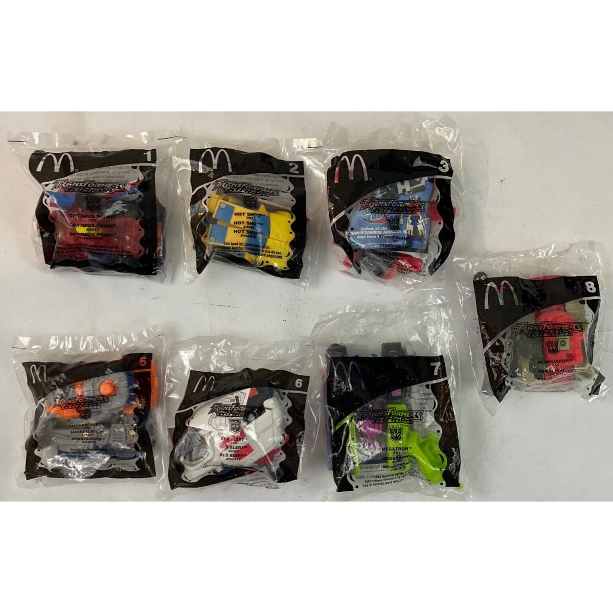 Mcdonalds 2002 Transformers Happy Meal -1 2 3 5 6 7 8 Mint in Package