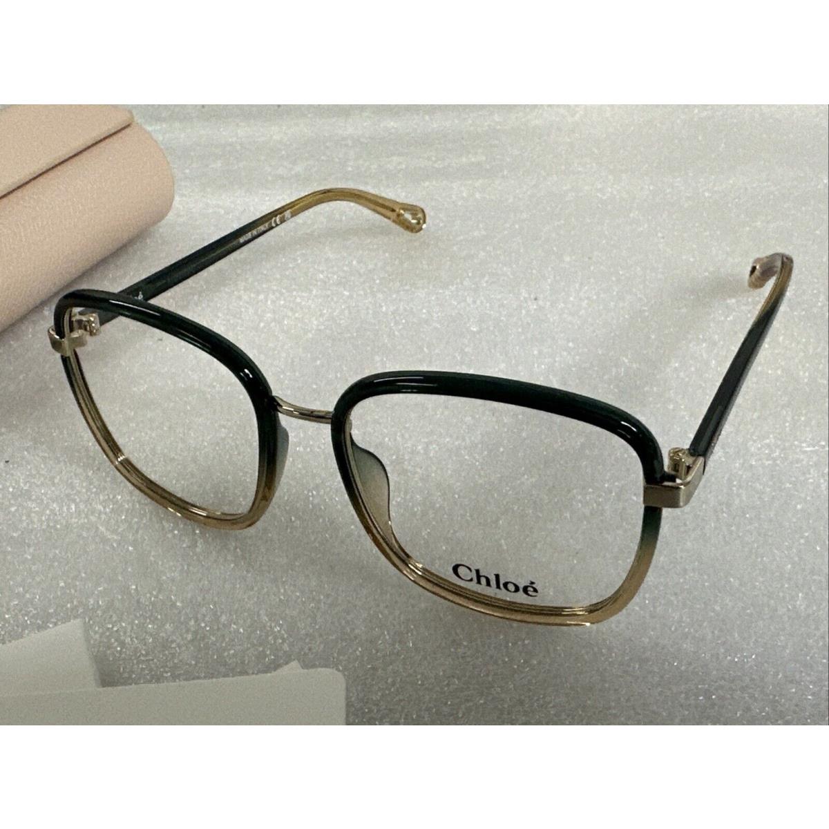 Chloe CH0034O 010 Green Blue Frame Eyeglasses 53-18-140 RX Demo Lens