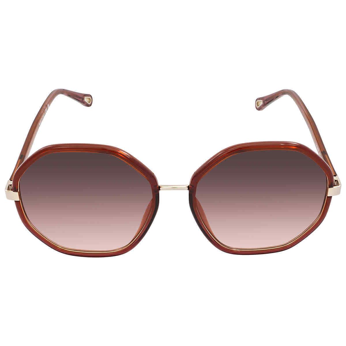 Chloe Gradient Red Brown Geometric Ladies Sunglasses CH0133SA 004 59