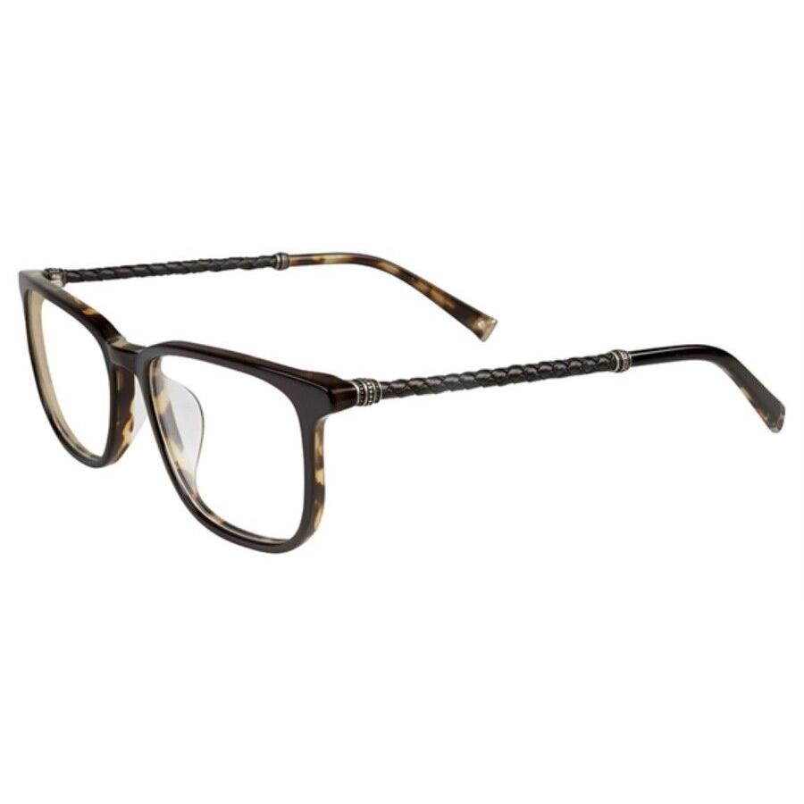 John Varvatos Eyeglasses V400 Black Tortoise 53mm Leather Temples -made in Japan