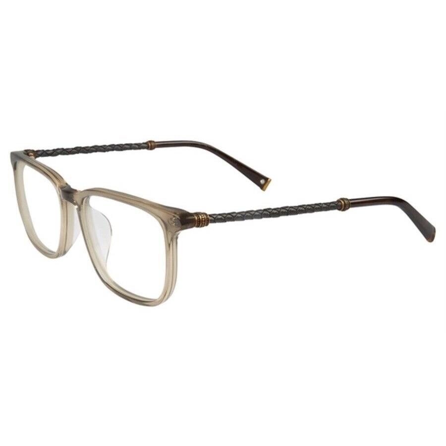 John Varvatos Eyeglasses V400 Smoke 53mm Leather Temples -made in Japan - Translucent Smoke, Frame: Smoke