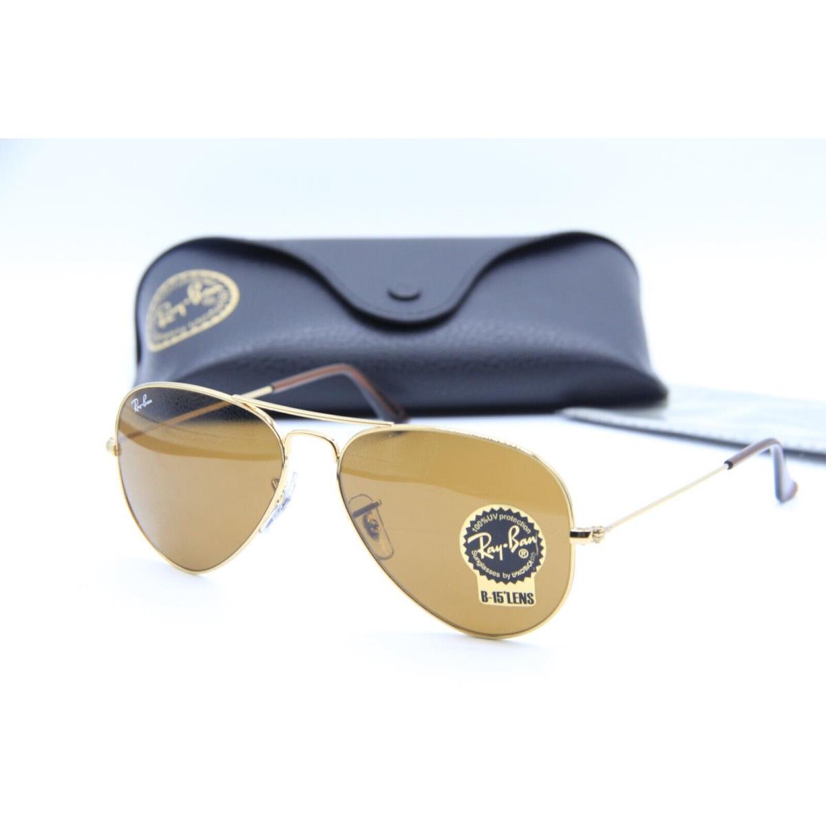 Ray-ban RB 3025 001/33 Gold B-15 Aviator Sunglasses W/case 55-14