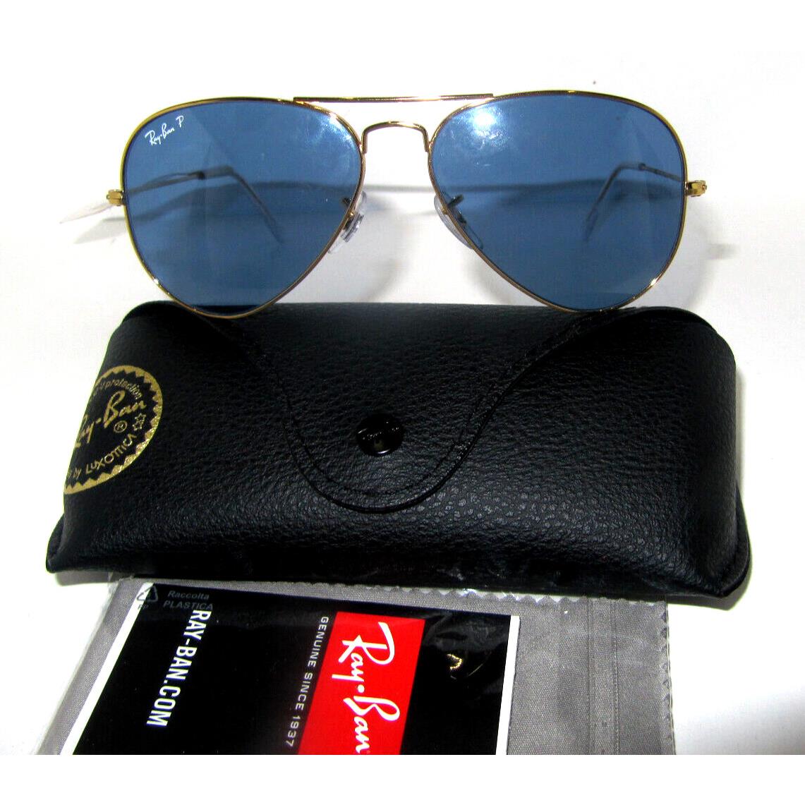 Ray-ban Classic Aviator Polarized Blue Lens Gold Frame Sunglasses