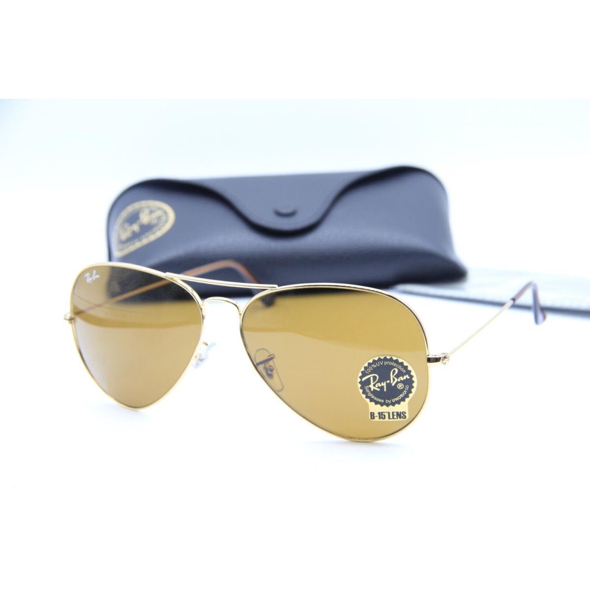 Ray-ban RB 3025 001/33 Gold B-15 Aviator Sunglasses W/case 62-14