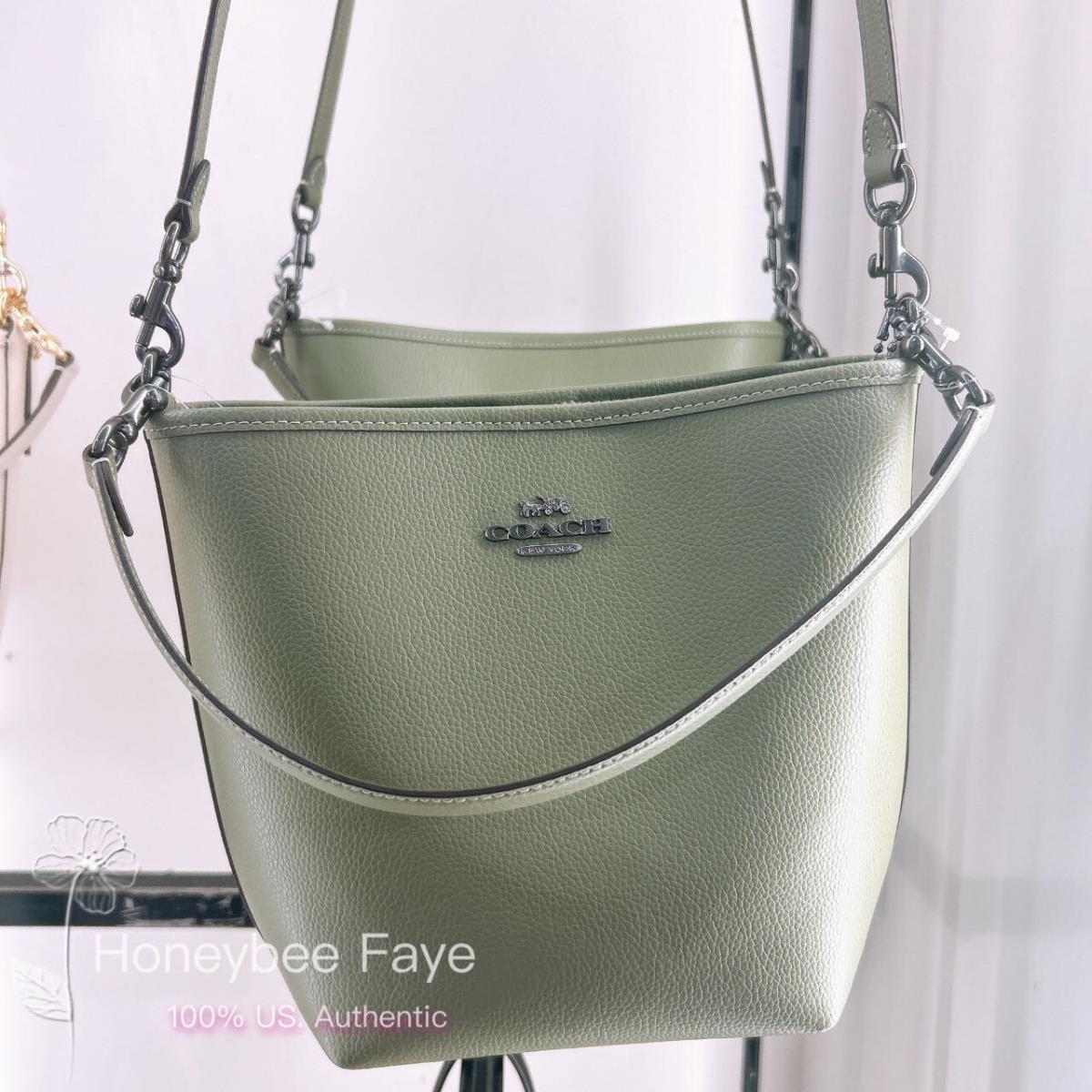 Coach City Bucket Bag In Signature Canvas/in Double Face Leather CT801 Gunmetal/Military Green