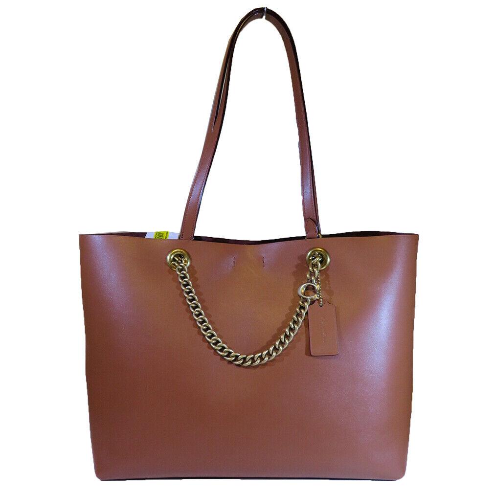 Coach Signature Chain Convertible Tote Saddle