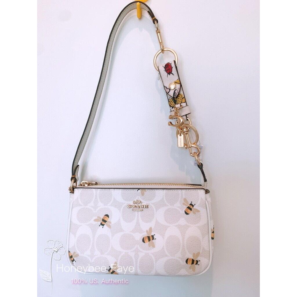 Coach C8673 Nolita 19 In Signature Canvas with Bee Print Purse + Trigger