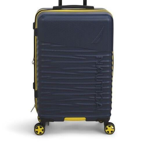 Nautica 29in Blue Yellow Striped Logo Expandable Hardcase 8 Wheel Spinner