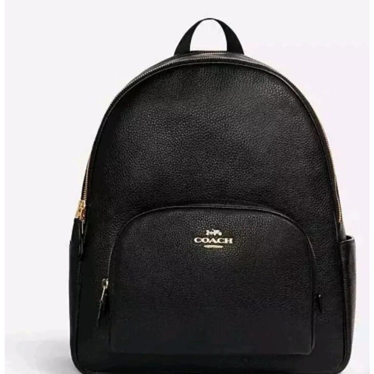 Coach Women`s Large Court Backpack in Signature Black Leather