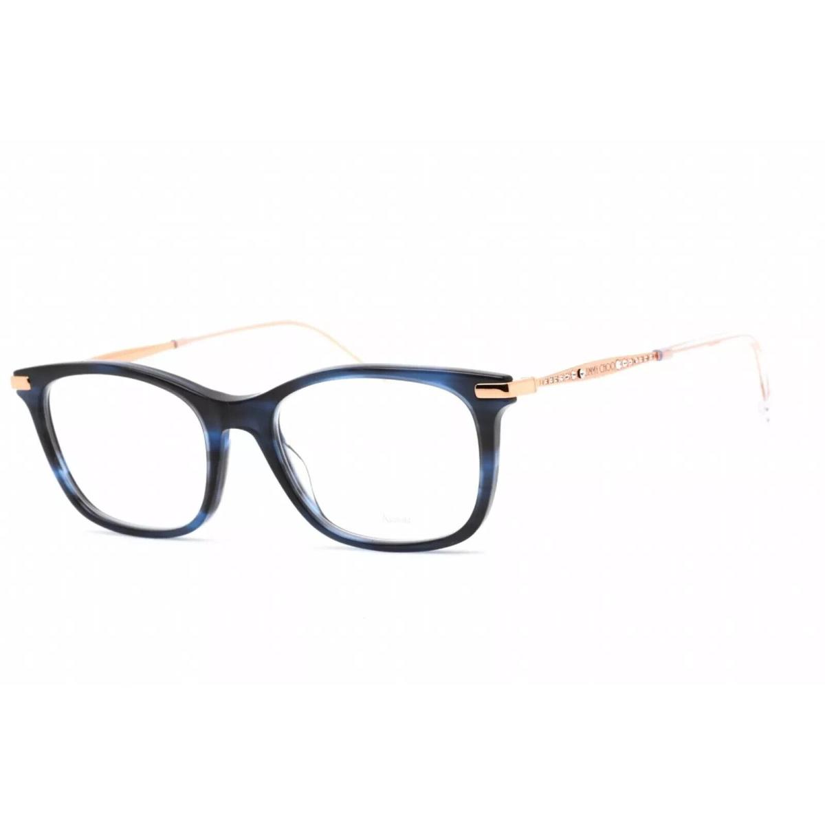 Jimmy Choo JC 298 Jpw Blue Havana Gold Rhinestone Eyeglasses Frames 52mm Case