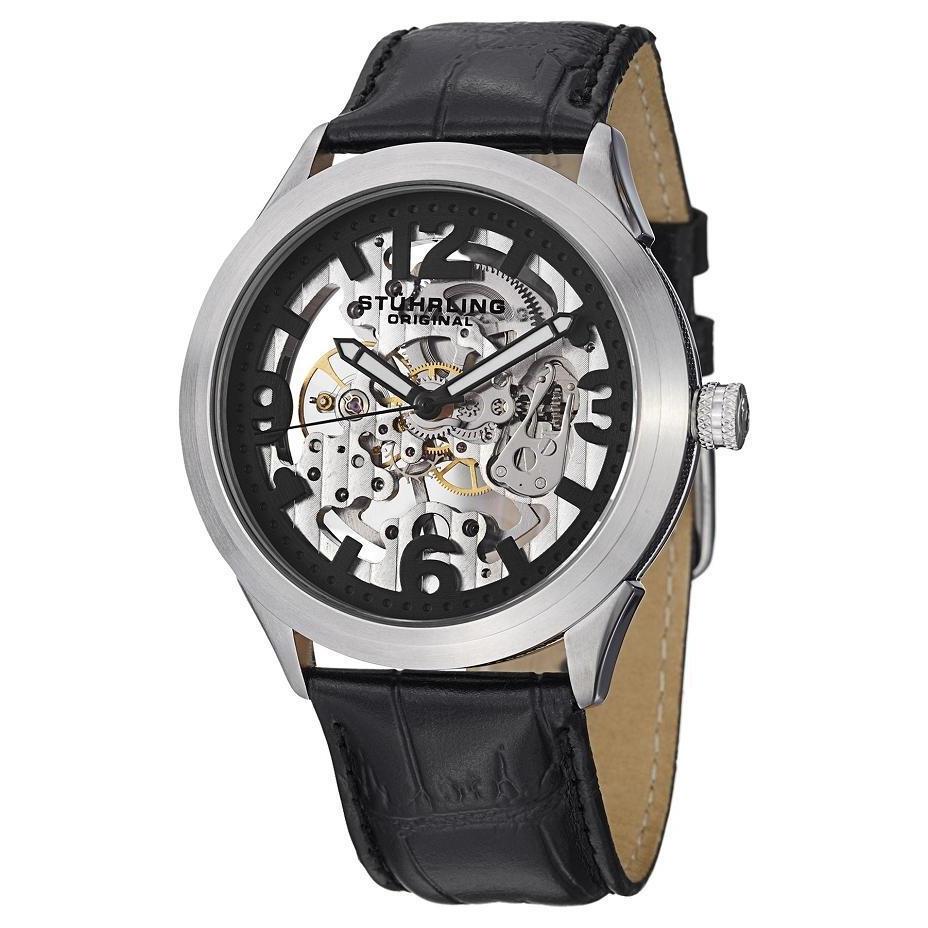 Stuhrling 765 01 Aristocrat Commerce Mechanical Skeleton Leather Mens Watch