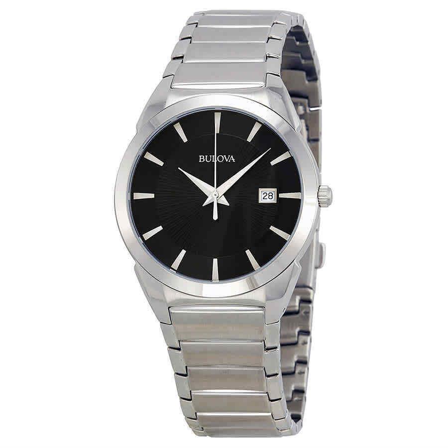 Bulova Classic Black Dial Stainless Steel Men`s Watch 96B149