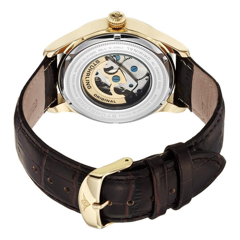 Stuhrling 746L.03 Delphi Solaris Automatic Skeleton Leather Strap Mens Watch