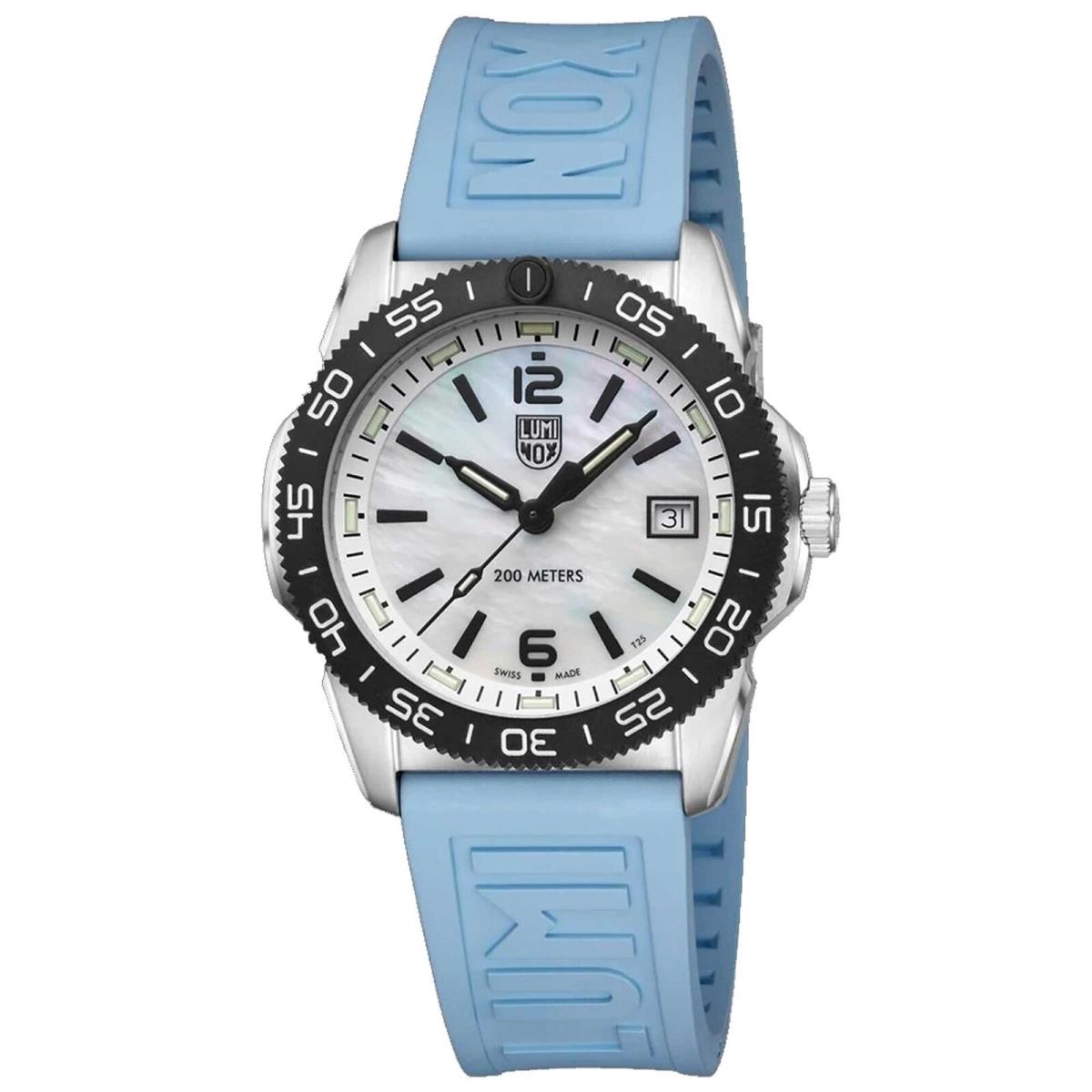 Luminox Men`s Watch Pacific Diver Ripple Quartz Coastal Blue Rubber Strap 3124.M