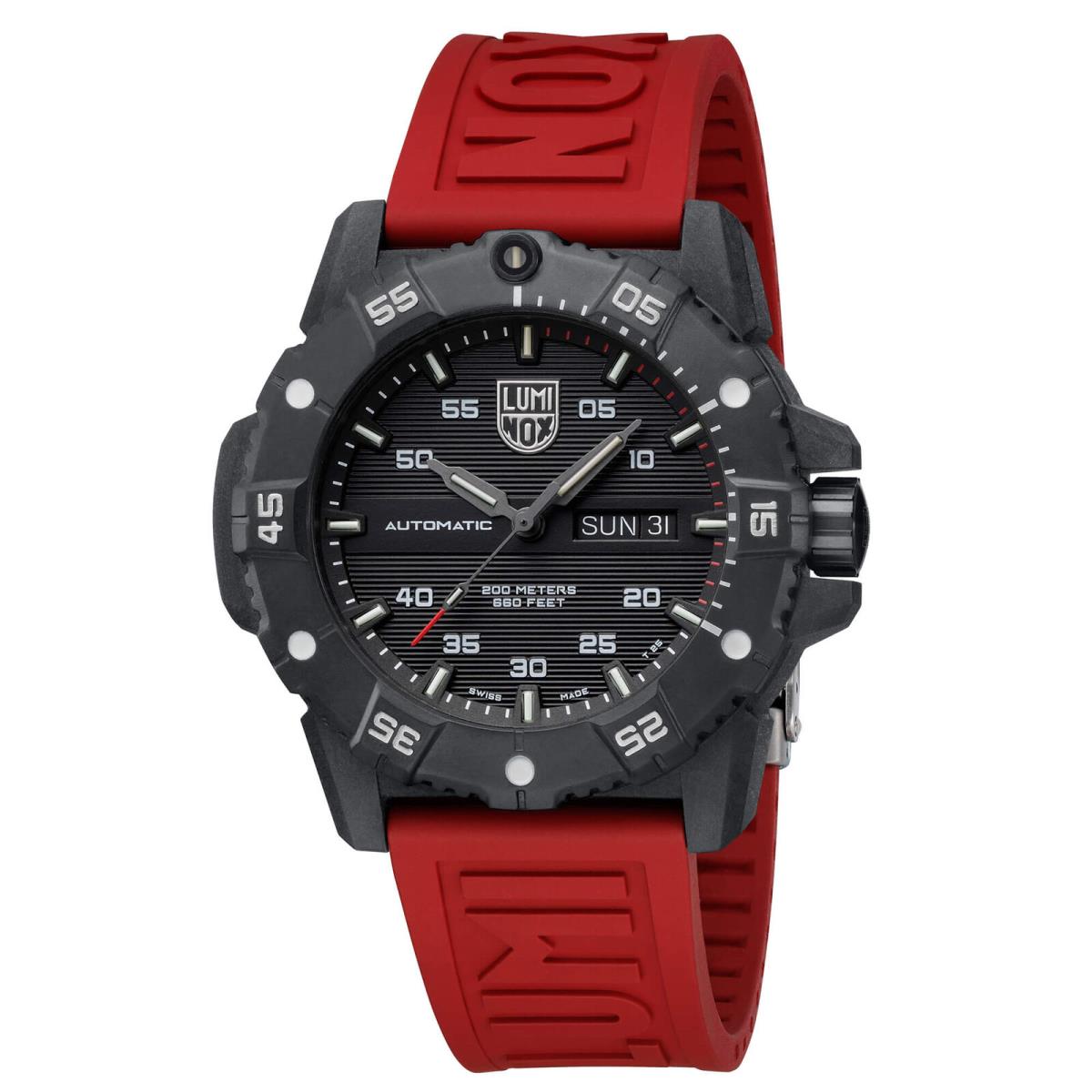 Luminox Men`s Watch Master Carbon Seal Automatic Black Dial Rubber Strap 3875