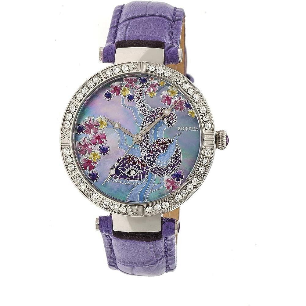 Bertha Mia Mop Leather-band Watch - Purple/multicolor