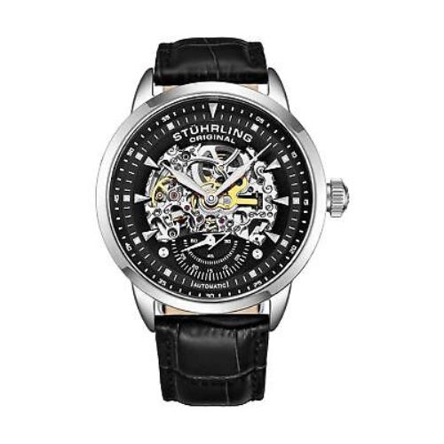 Stuhrling Mens Automatic Watch Skeleton Watches For Men - Black